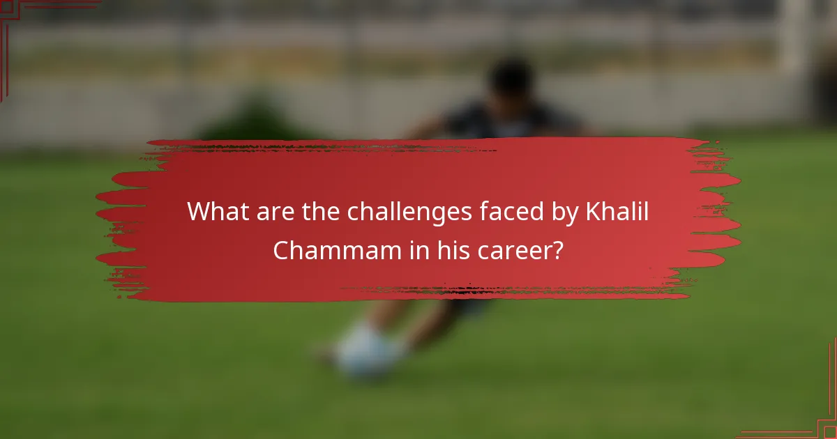 What are the challenges faced by Khalil Chammam in his career?